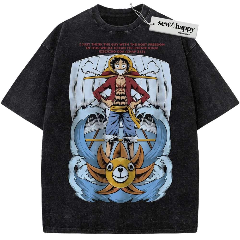 Wash Tee Monkey D Luffy Shirt, One Piece Shirt, Anime Shirt, Vintage Tee Wash Tee Monkey D Luffy Shirt, One Piece Shirt, Anime Shirt, Vintage Tee - Image 1