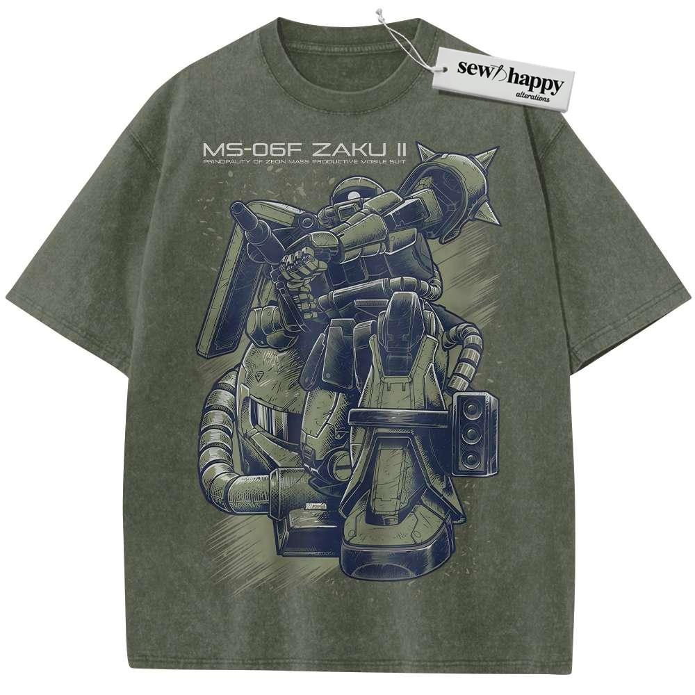 Wash Tee MS-06 Zaku II Shirt, The Gundam Shirt, Anime Shirt, Vintage T-Shirt