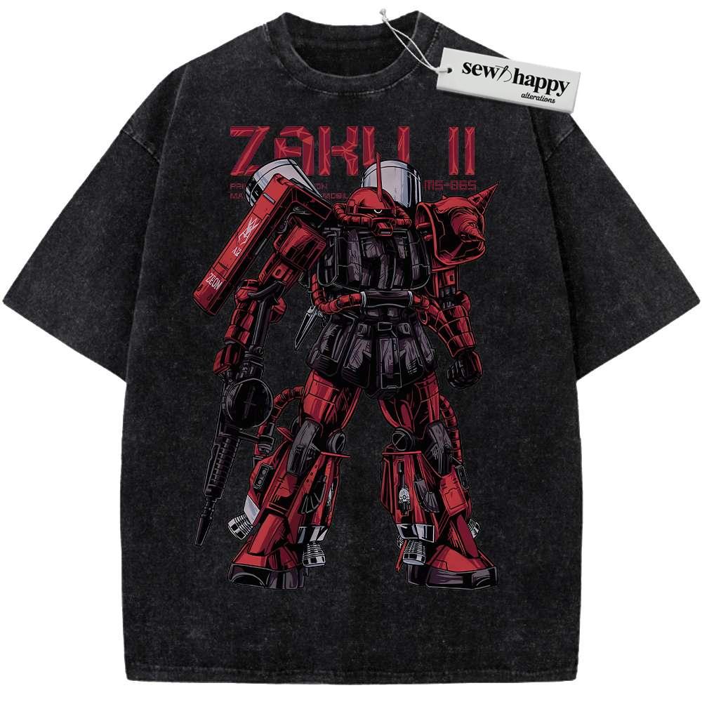 Wash Tee MS-06S Zaku II Shirt, The Gundam Shirt, Anime Shirt, Vintage Tee