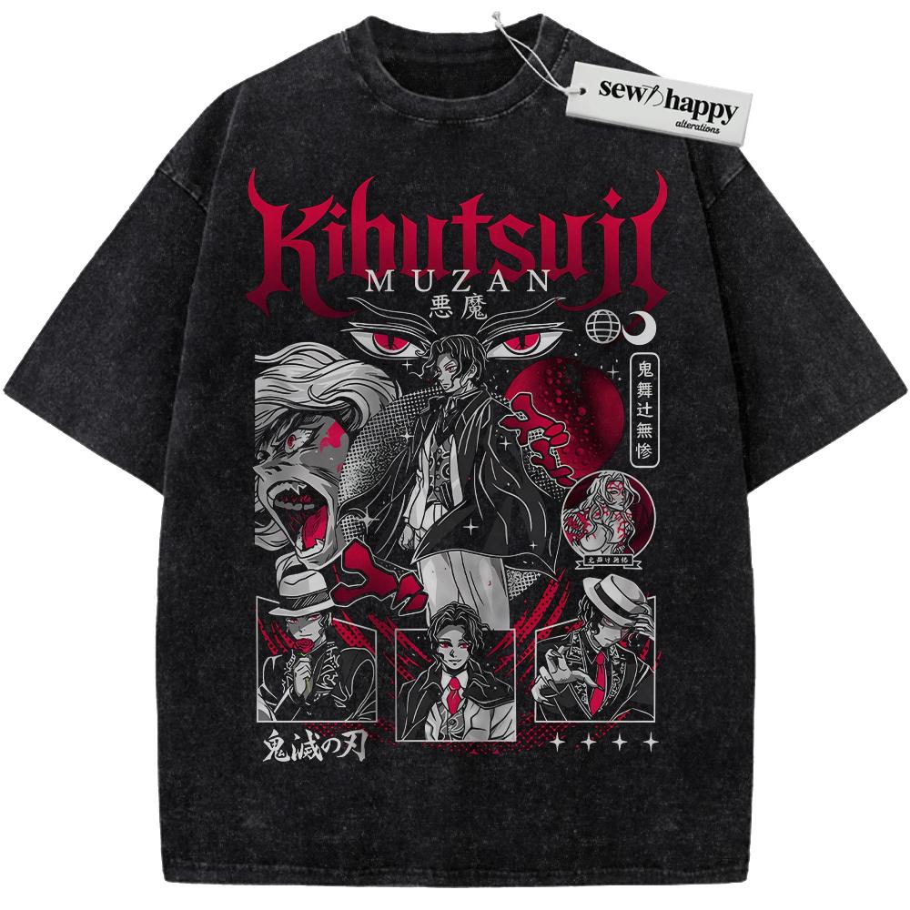 Wash Tee Muzan Kibutsuji Shirt, Demon Slayer Shirt, Anime Shirt, Vintage T-Shirt