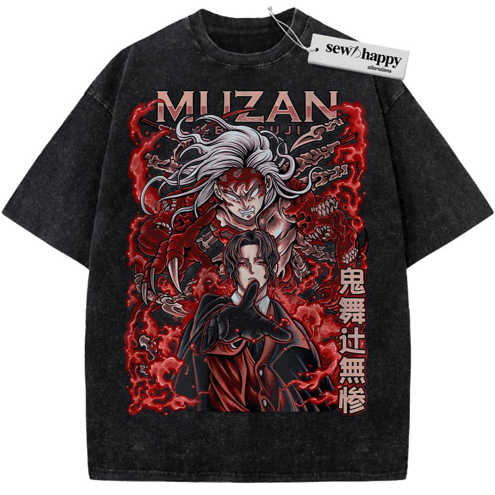 Wash Tee Muzan Kibutsuji Shirt, Demon Slayer Shirt, Anime Shirt, Vintage T-Shirt