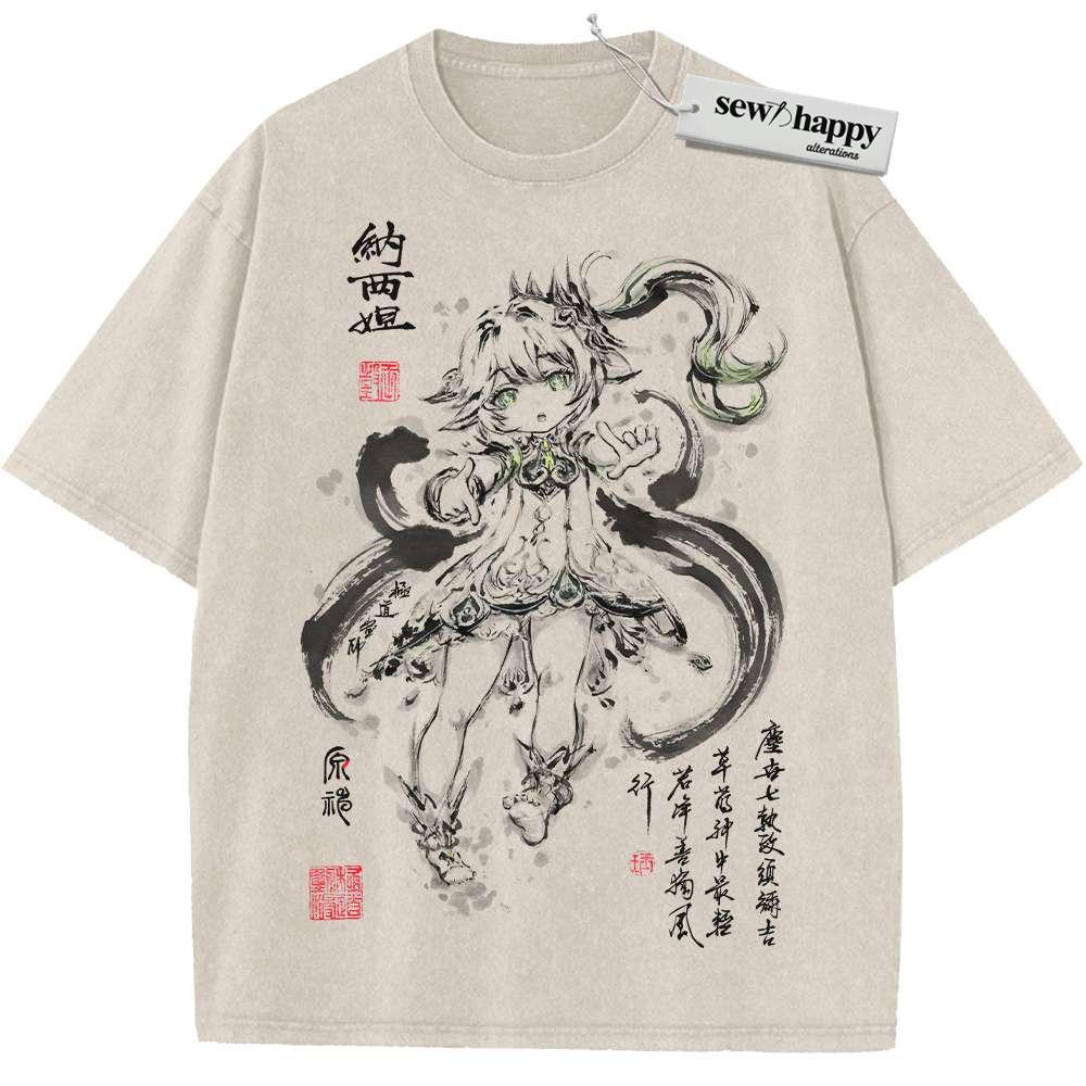 Wash Tee Nahida Shirt, Genshin Impact Shirt, Game Shirt, Vintage T-Shirt