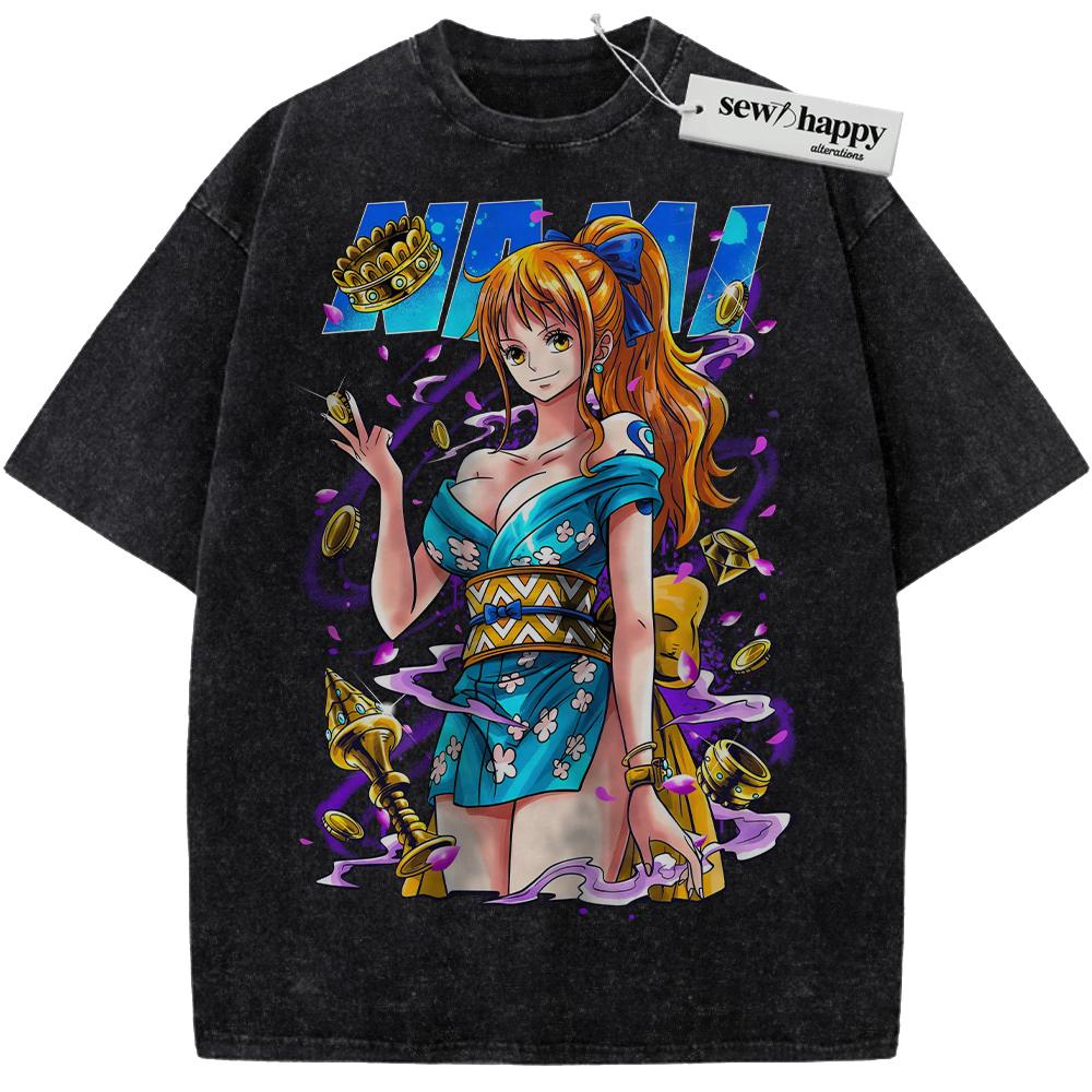Wash Tee Nami Shirt, One Piece Shirt, Anime Shirt, Vintage T-Shirt Wash Tee Nami Shirt, One Piece Shirt, Anime Shirt, Vintage T-Shirt - Image 1