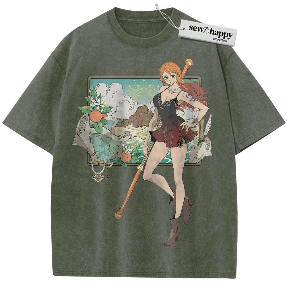 Wash Tee Nami Shirt, One Piece Shirt, Anime Shirt, Vintage T-Shirt