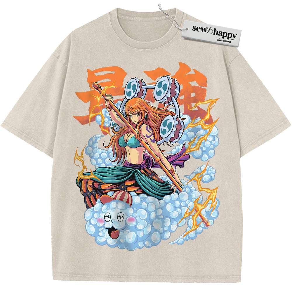 Wash Tee Nami Shirt, One Piece Shirt, Anime Shirt, Vintage T-Shirt Wash Tee Nami Shirt, One Piece Shirt, Anime Shirt, Vintage T-Shirt - Image 1
