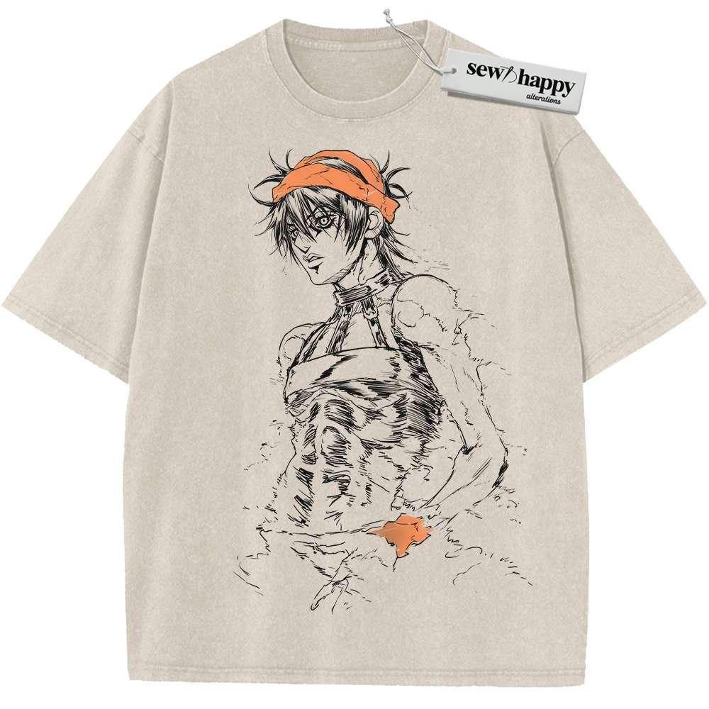 Wash Tee Narancia Ghirga Shirt, JoJo's Bizarre Adventure Shirt, Anime Shirt, Vintage Tee