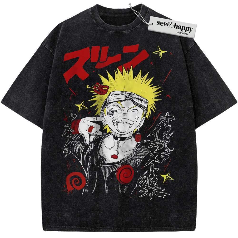 Wash Tee Naruto Uzumaki, Anime Shirt, Vintage Tee