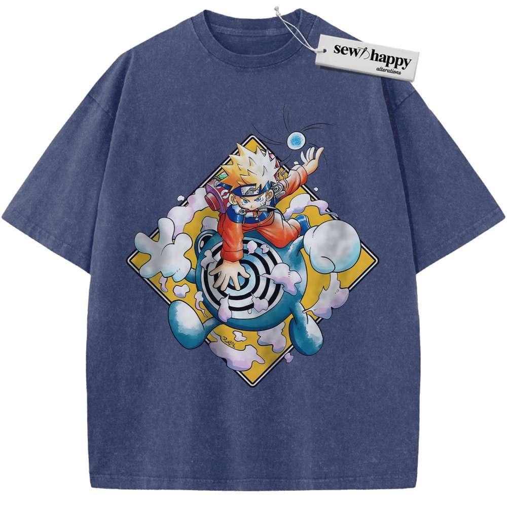 Wash Tee Naruto Uzumaki Shirt, Poliwhirl Shirt, Pokemon shirt, Anime Shirt, Vintage Tee