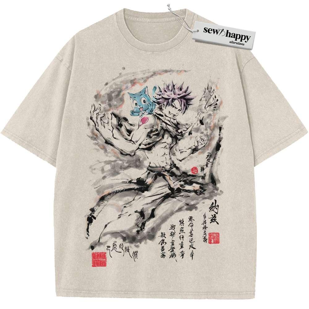 Wash Tee Natsu Dragneel Shirt, Fairy Tail Shirt, Anime Shirt, Vintage T-Shirt