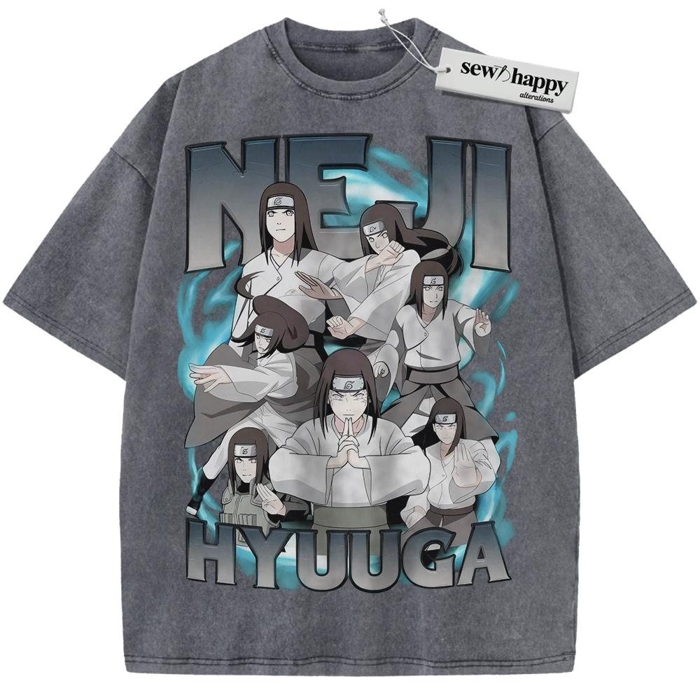 Wash Tee Neji Hyuga Shirt, Naruto Shirt, Anime Shirt, Vintage T-Shirt
