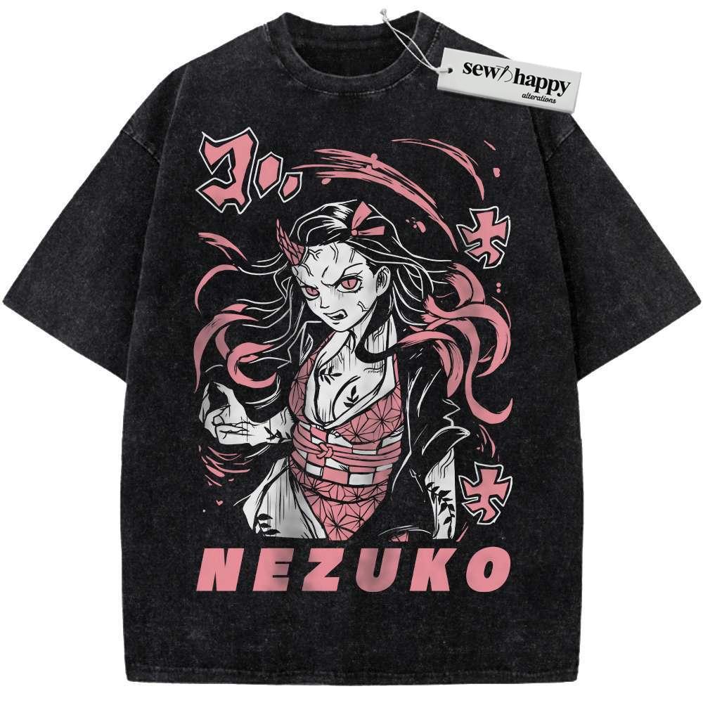 Wash Tee Nezuko Kamado Shirt, Demon Slayer Shirt, Anime Shirt, Vintage T-Shirt Wash Tee Nezuko Kamado Shirt, Demon Slayer Shirt, Anime Shirt, Vintage T-Shirt - Image 1