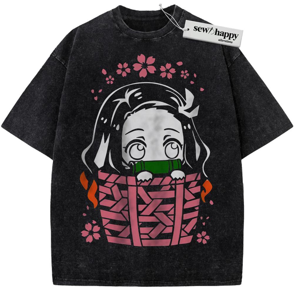 Wash Tee Nezuko Kamado Shirt, Demon Slayer Shirt, Anime Shirt, Vintage T-Shirt