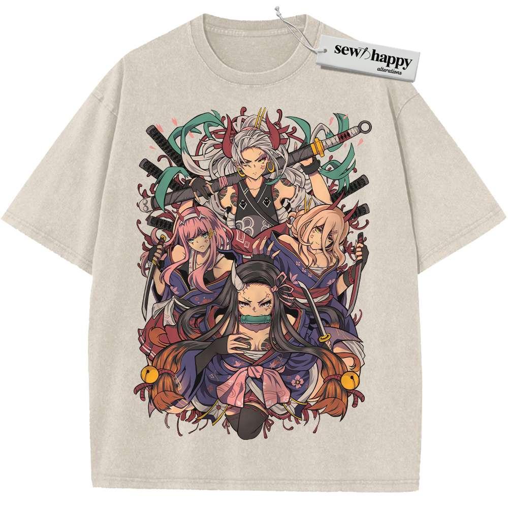 Wash Tee Nezuko Shirt, Zero Two Shirt, Yamato Shirt, Power Shirt, Anime Shirt, Vintage T-Shirt