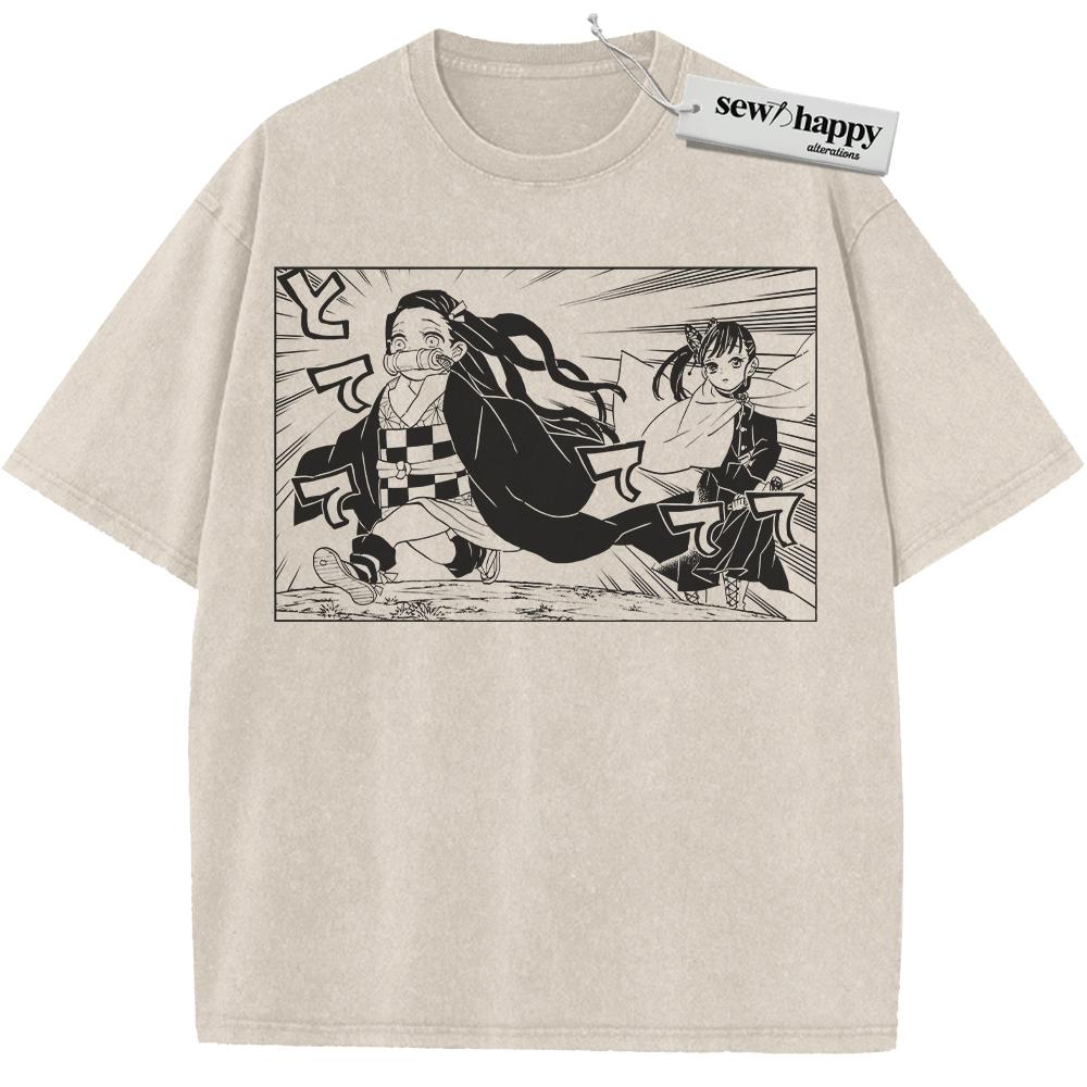 Wash Tee Nezuko vs Kanao Shirt, Demon Slayer Shirt, Anime Shirt, Vintage T-Shirt