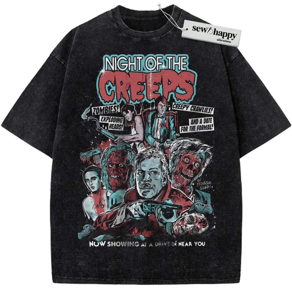 Wash Tee Night of the Creeps Shirt, Halloween Shirt, Horror Movie Shirt, Vintage T-Shirt