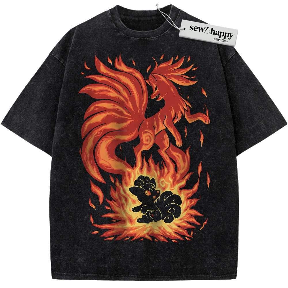 Wash Tee Ninetales Shirt, Vulpix Shirt, Pokemon shirt, Anime Shirt, Vintage Tee