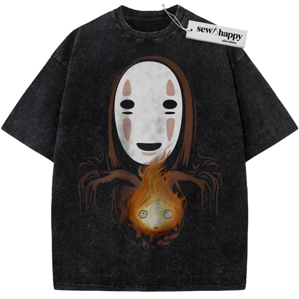 Wash Tee No Face Shirt, Calcifer Shirt, Spirited Away Shirt, Studio Ghibli Shirt, Anime Shirt, Vintage T-Shirt