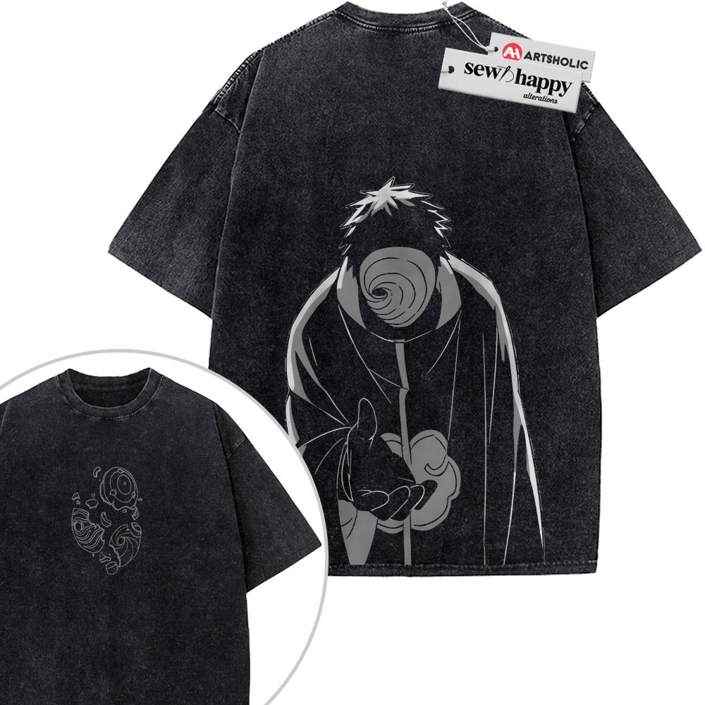 Wash Tee Obito Uchiha Shirt, Naruto Shirt, Anime Shirt, Vintage T-Shirt 2-Sided