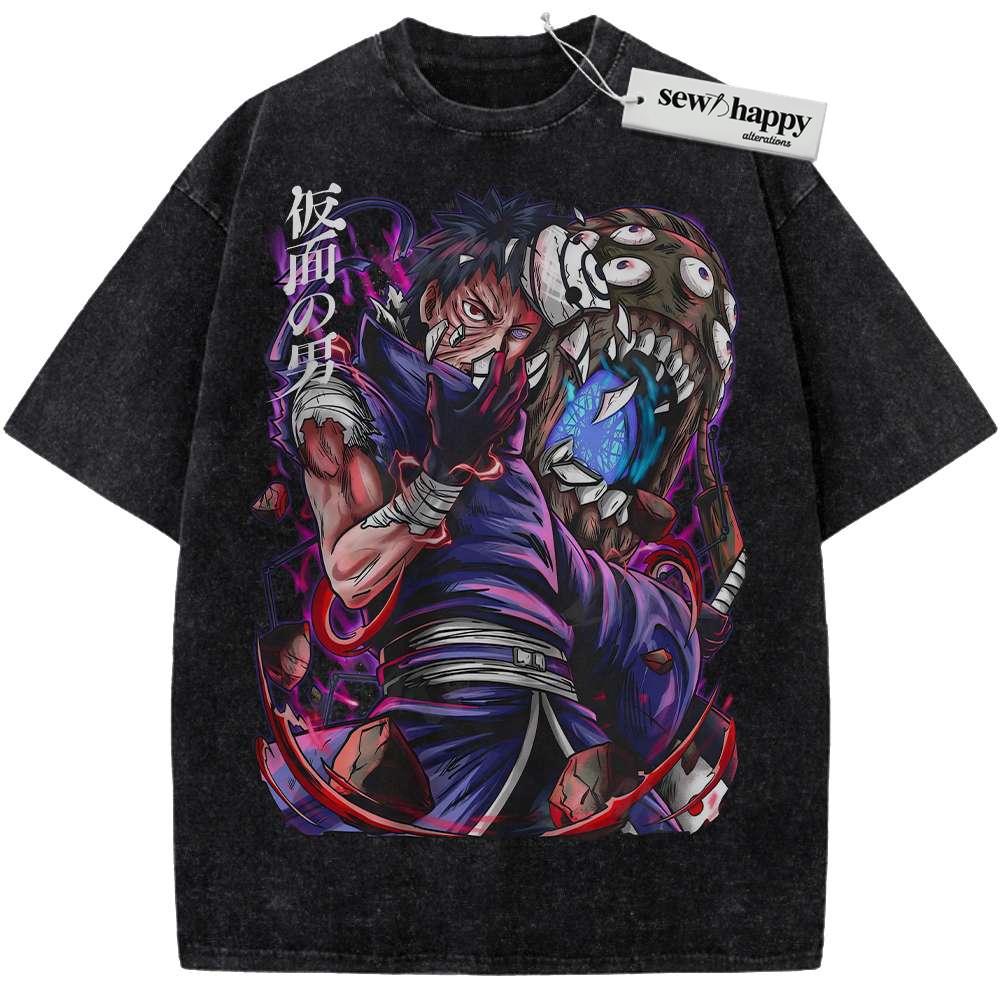 Wash Tee Obito Uchiha Shirt, Naruto Shirt, Anime Shirt, Vintage T-Shirt