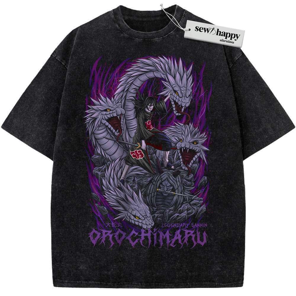 Wash Tee Orochimaru Shirt, Naruto Shirt, Anime Shirt, Vintage Tee