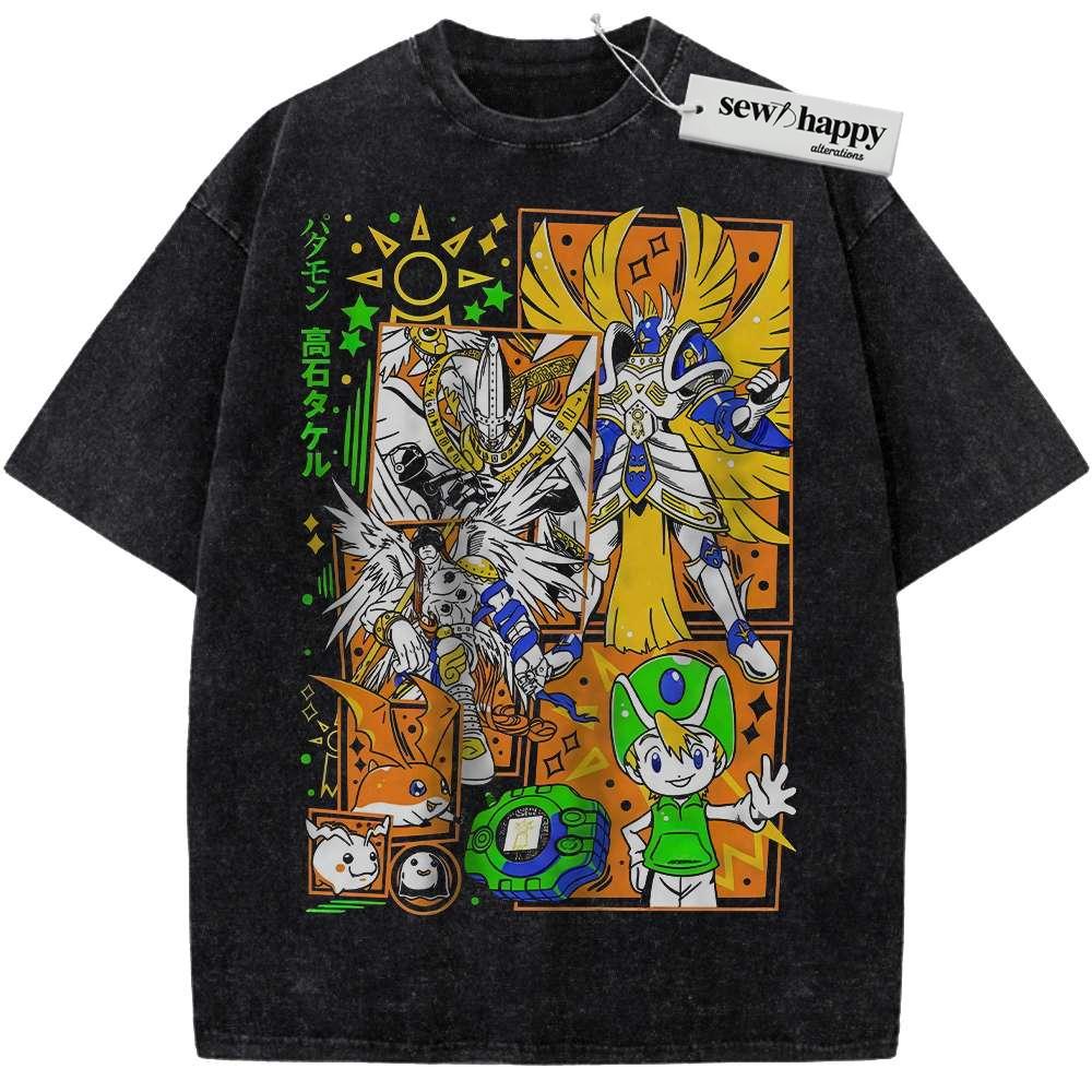 Wash Tee Patamon Shirt, Angemon Shirt, MagnaAngemon Shirt, Takeru Takaishi Shirt, Digimon Adventure Shirt, Anime Shirt, Vintage Tee