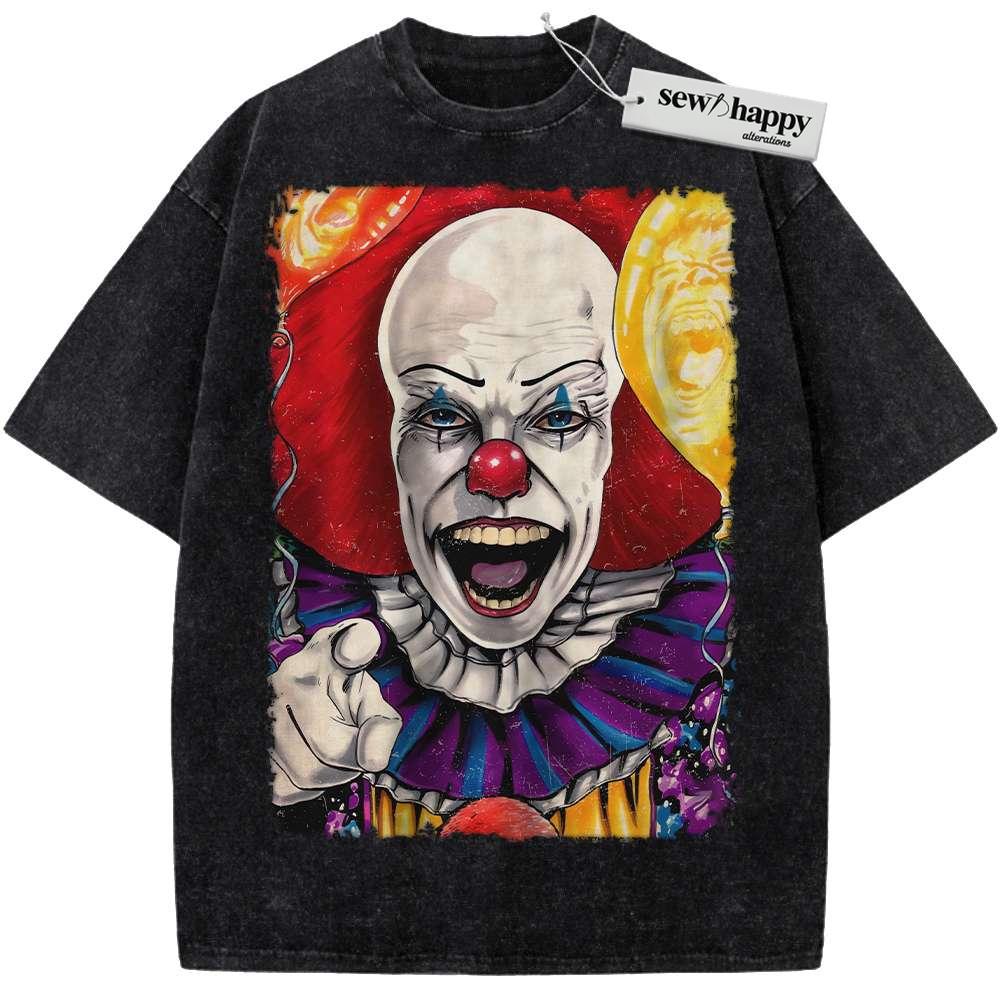 Wash Tee Pennywise Shirt, IT Shirt, Horror Movie Shirt, Vintage Tee