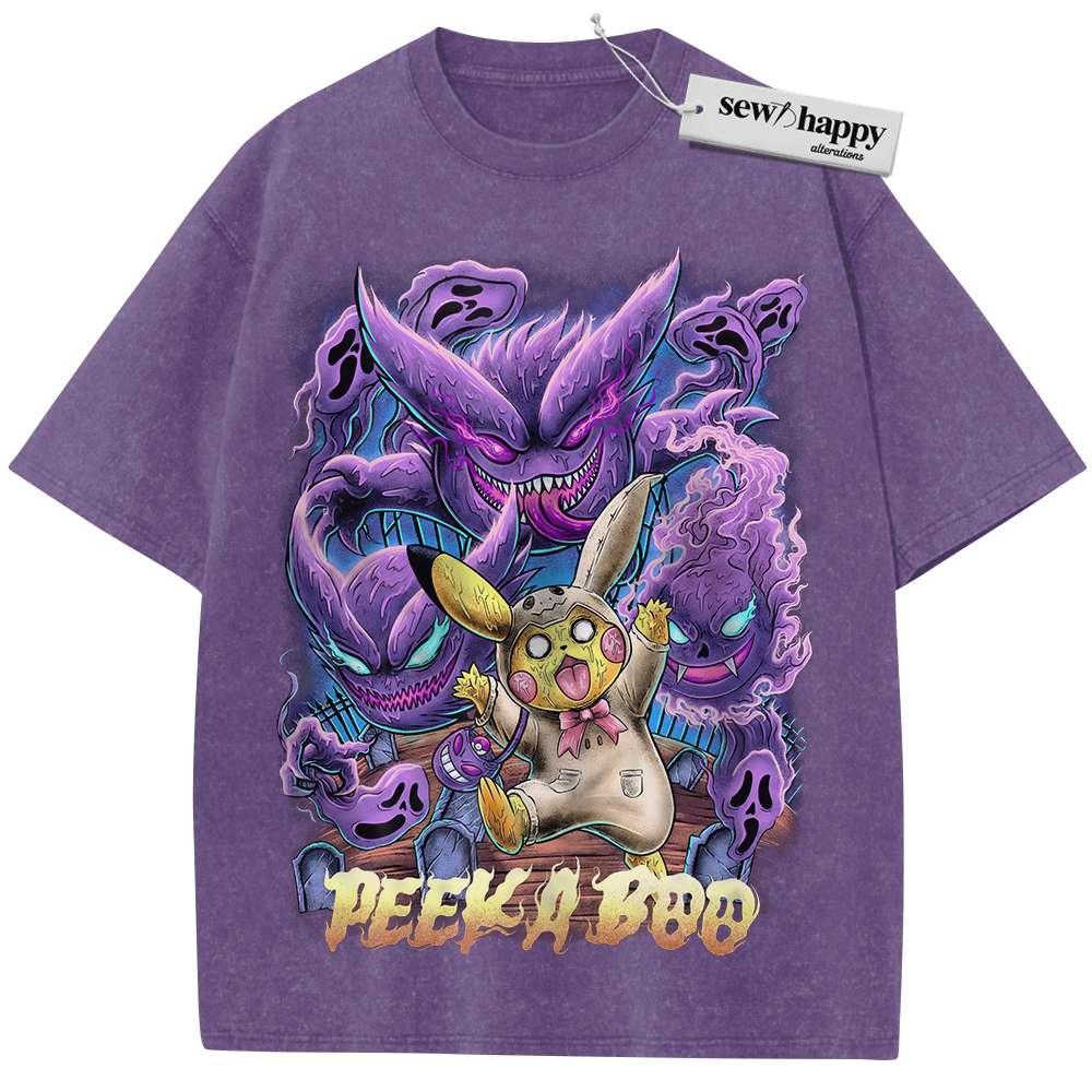 Wash Tee Pikachu Shirt, Gengar Shirt, Pokemon shirt, Anime Shirt, Vintage Tee