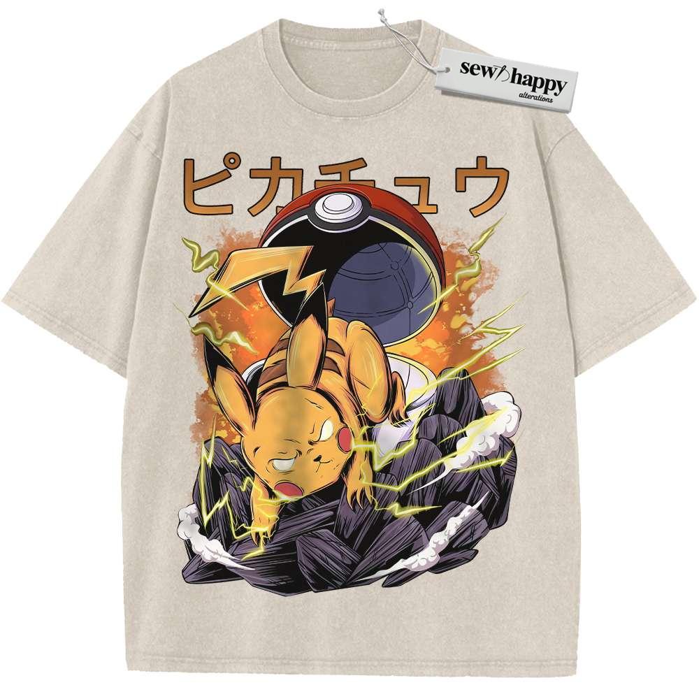 Wash Tee Pikachu Shirt, Pokemon shirt, Anime Shirt, Vintage T-Shirt