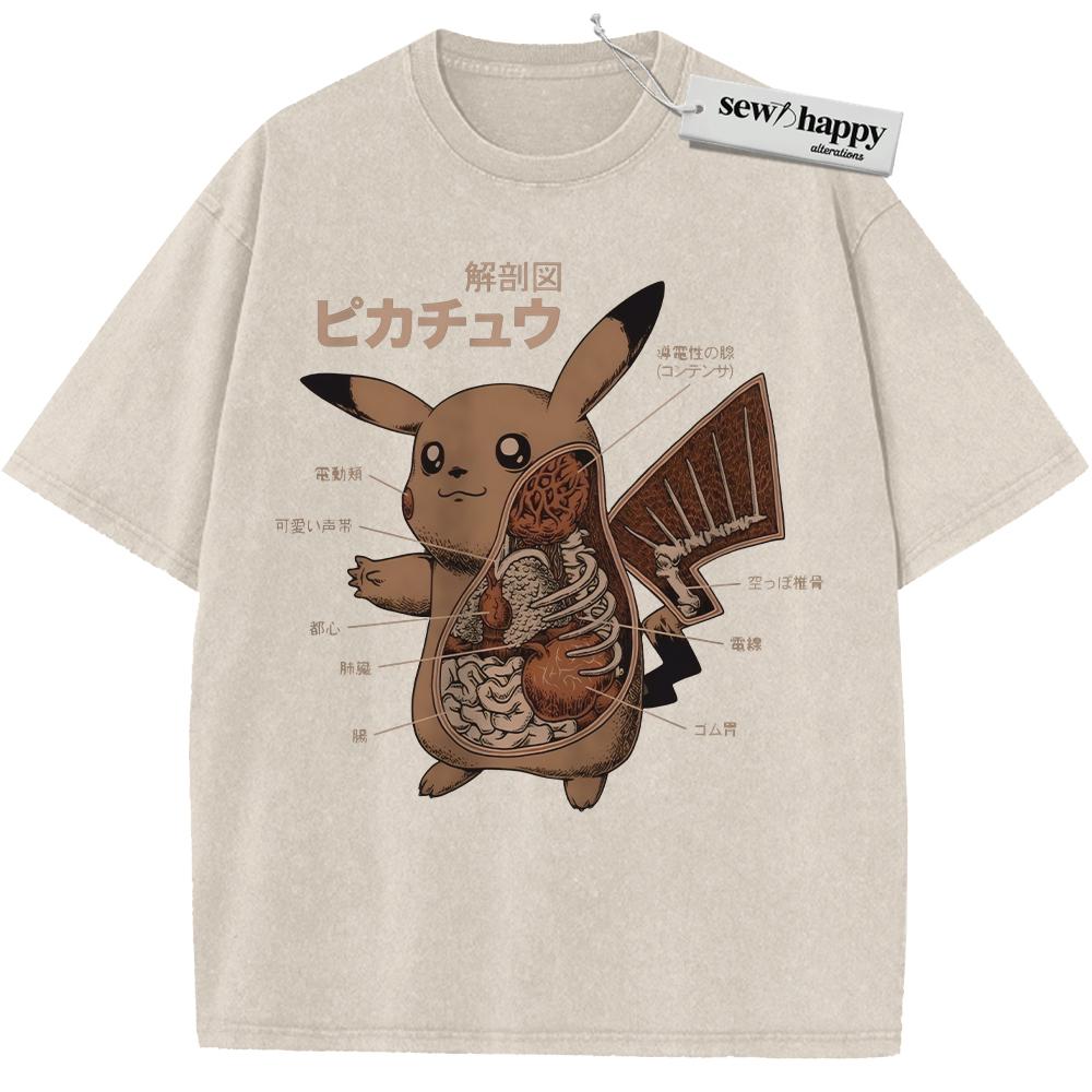 Wash Tee Pikachu Shirt, Pokemon Shirt, PKM Shirt, Anime Shirt, Vintage T-Shirt Wash Tee Pikachu Shirt, Pokemon Shirt, PKM Shirt, Anime Shirt, Vintage T-Shirt - Image 1