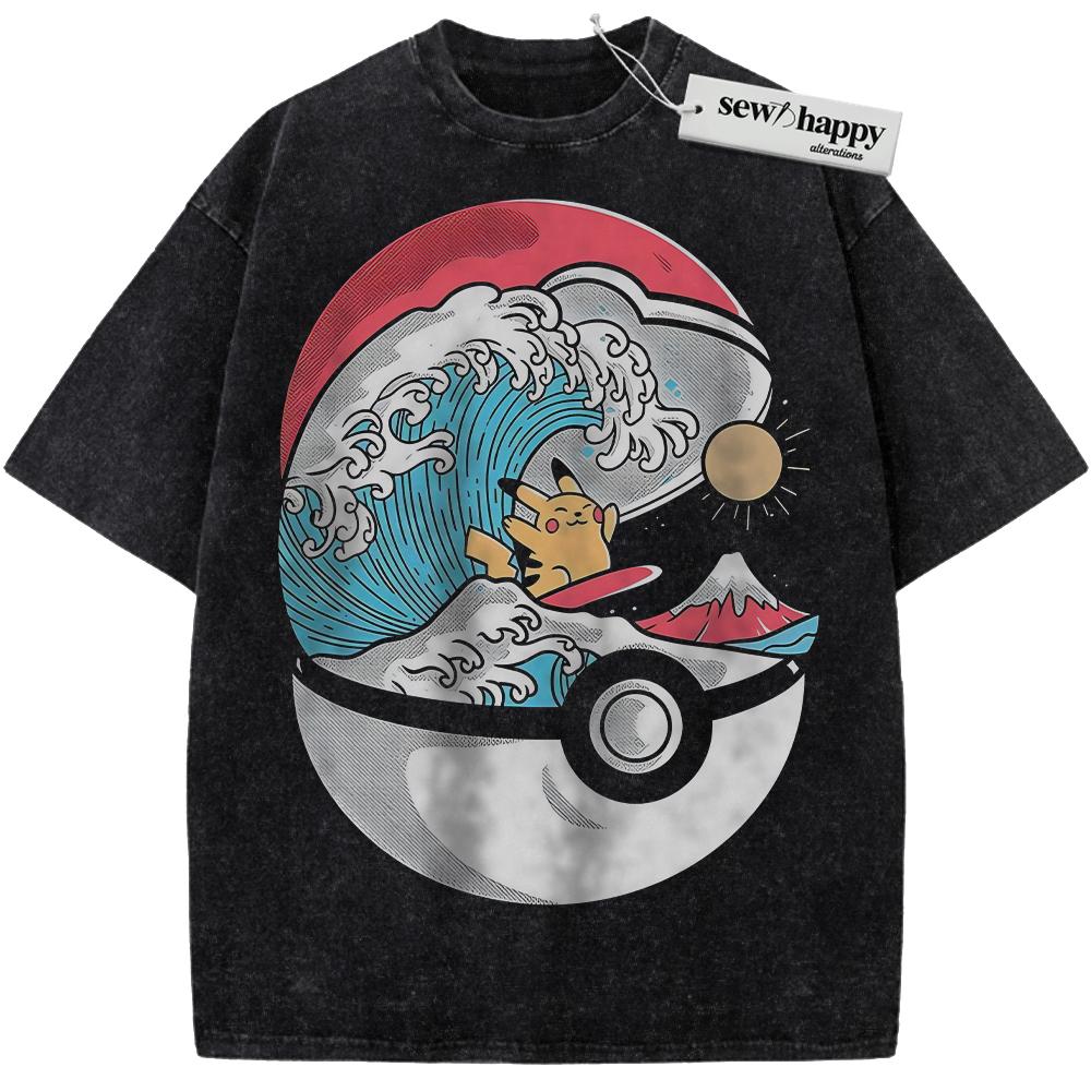 Wash Tee Pikachu Shirt, Pokemon Shirt, PKM Shirt, Anime Shirt, Vintage T-Shirt Wash Tee Pikachu Shirt, Pokemon Shirt, PKM Shirt, Anime Shirt, Vintage T-Shirt - Image 1