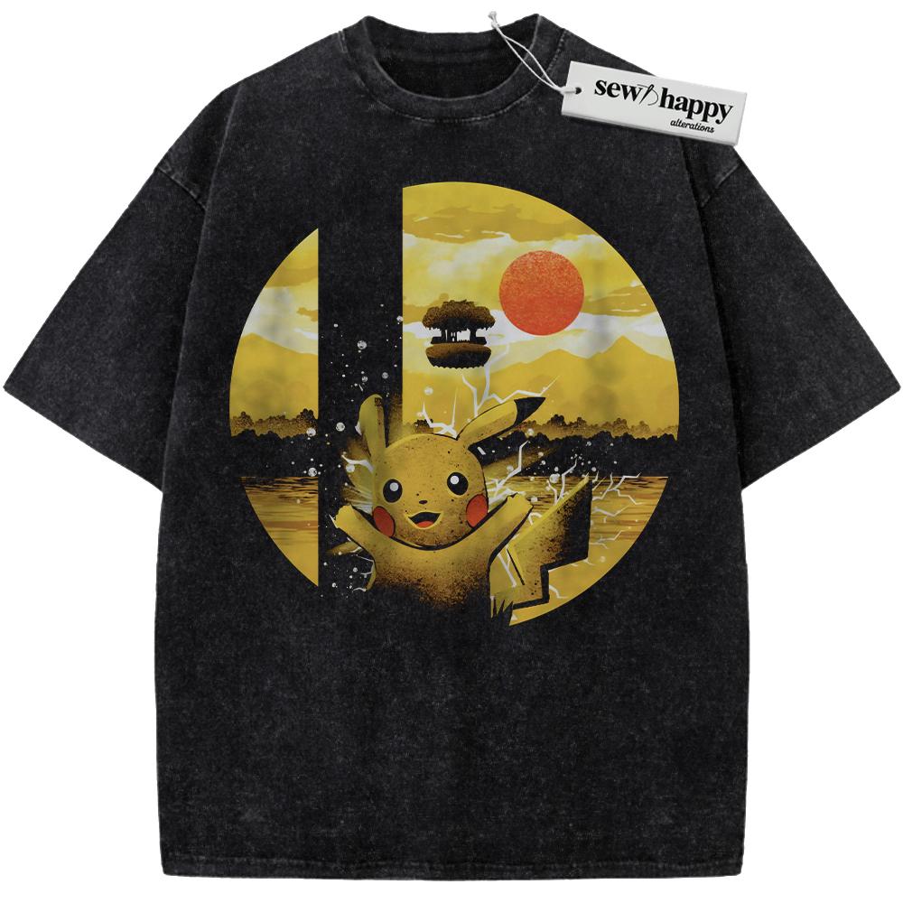 Wash Tee Pikachu Shirt, Pokemon Shirt, PKM Shirt, Anime Shirt, Vintage T-Shirt