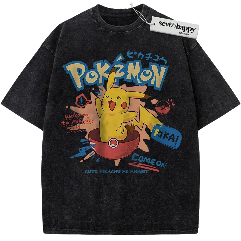 Wash Tee Pikachu Shirt, Pokemon Shirt, PKM Shirt, Anime Shirt, Vintage T-Shirt