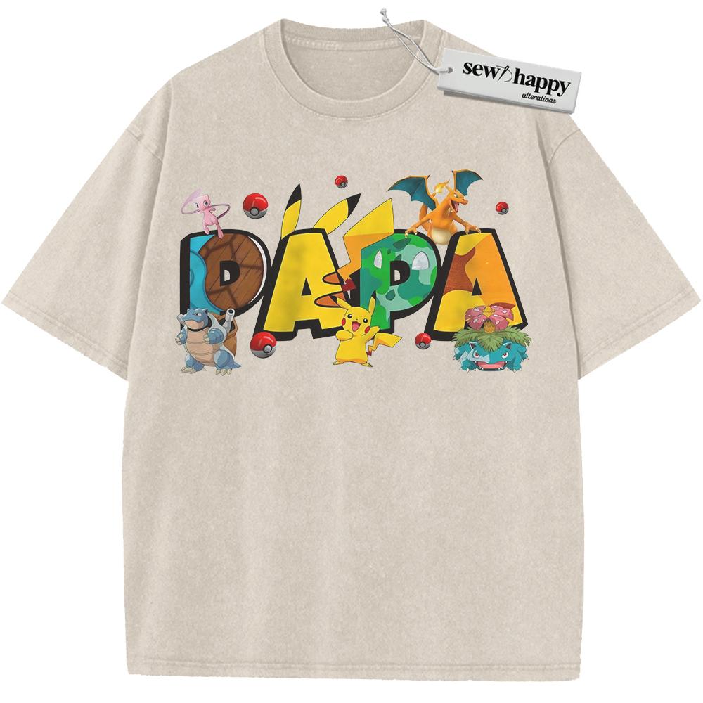 Wash Tee Pokemon Shirt, Father's Day Shirt, Anime Shirt, Vintage T-Shirt