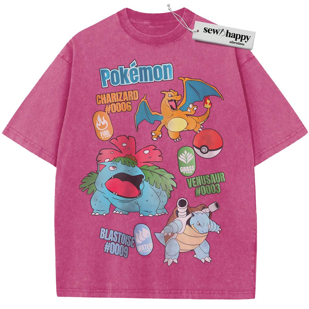 Wash Tee Pokemon Shirt, PKM Shirt, Anime Shirt, Vintage T-Shirt Wash Tee Pokemon Shirt, PKM Shirt, Anime Shirt, Vintage T-Shirt - Image 1