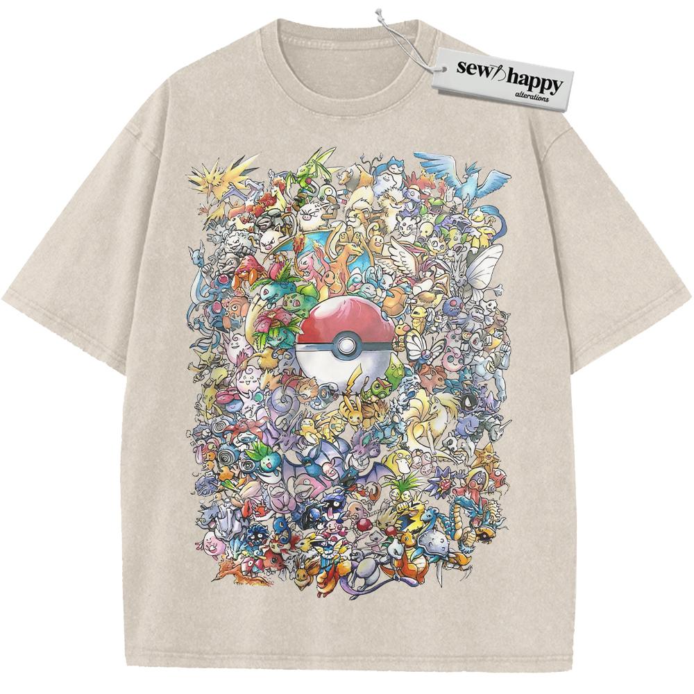 Wash Tee Pokemon Shirt, PKM Shirt, Anime Shirt, Vintage Tee Wash Tee Pokemon Shirt, PKM Shirt, Anime Shirt, Vintage Tee - Image 1