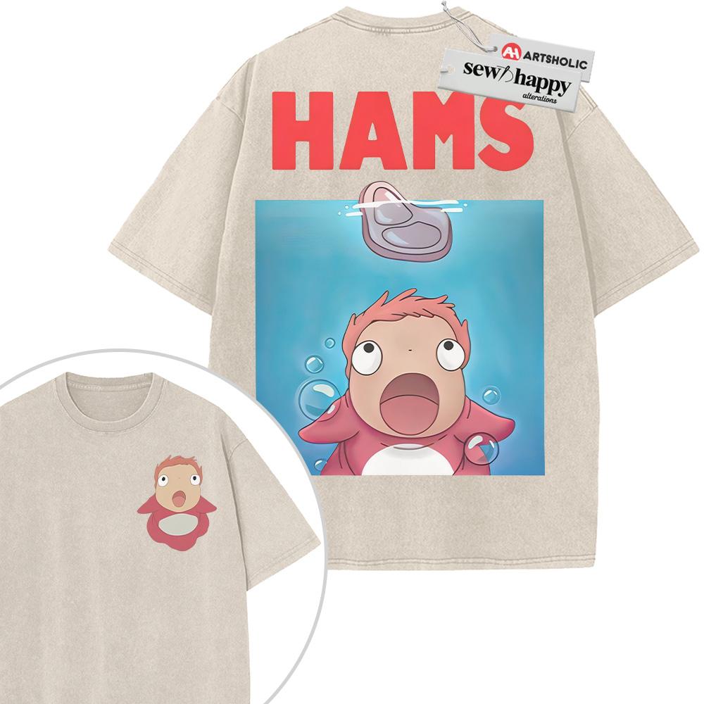Wash Tee Ponyo Shirt, Studio Ghibli Shirt, Anime Shirt, Vintage T-Shirt 2-Sided