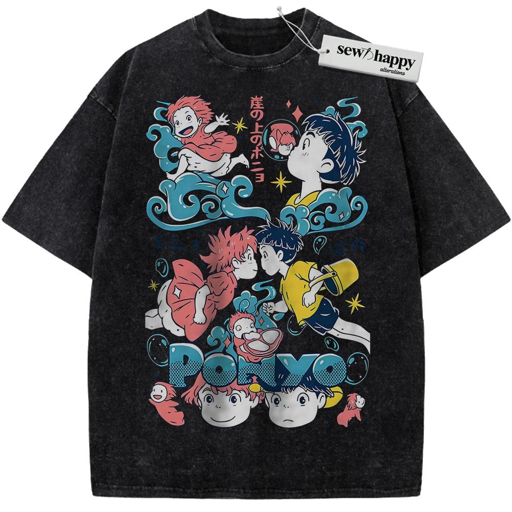 Wash Tee Ponyo Shirt, Studio Ghibli Shirt, Anime Shirt, Vintage T-Shirt Wash Tee Ponyo Shirt, Studio Ghibli Shirt, Anime Shirt, Vintage T-Shirt - Image 1