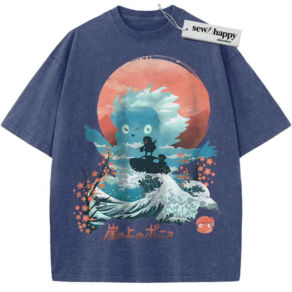 Wash Tee Ponyo Shirt, Studio Ghibli Shirt, Anime Shirt, Vintage Tee