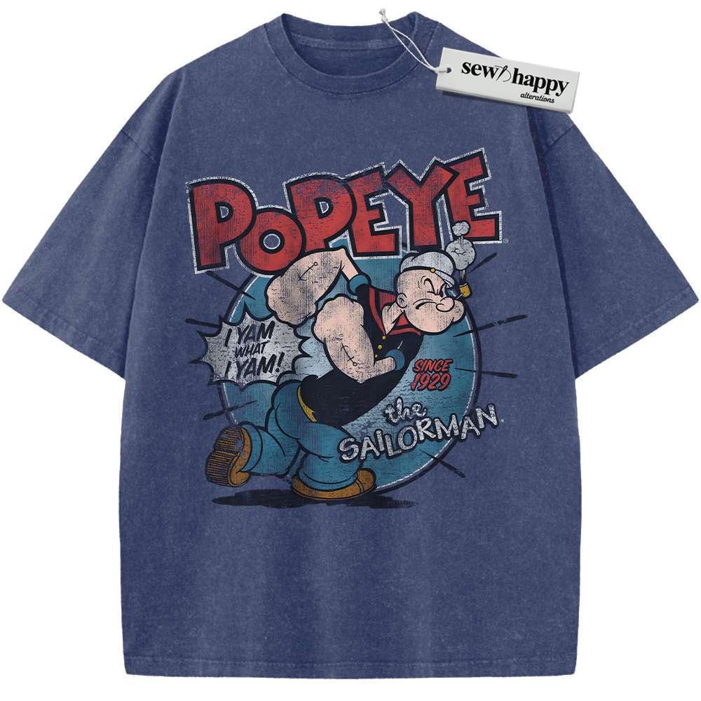 Wash Tee Popeye Shirt, Animated Shirt, Vintage T-Shirt