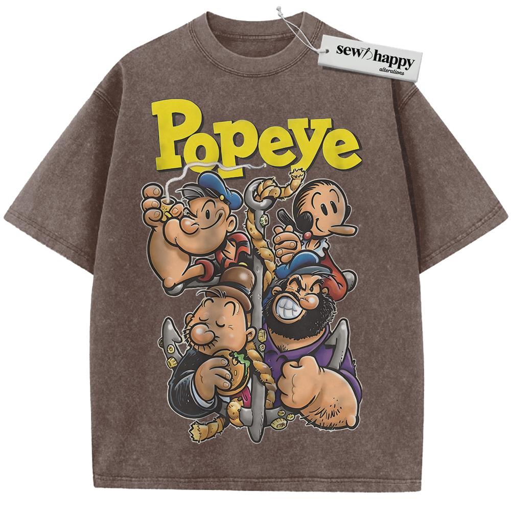 Wash Tee Popeye the Sailor Man Shirt, Animated Shirt, Vintage T-Shirt Wash Tee Popeye the Sailor Man Shirt, Animated Shirt, Vintage T-Shirt - Image 1