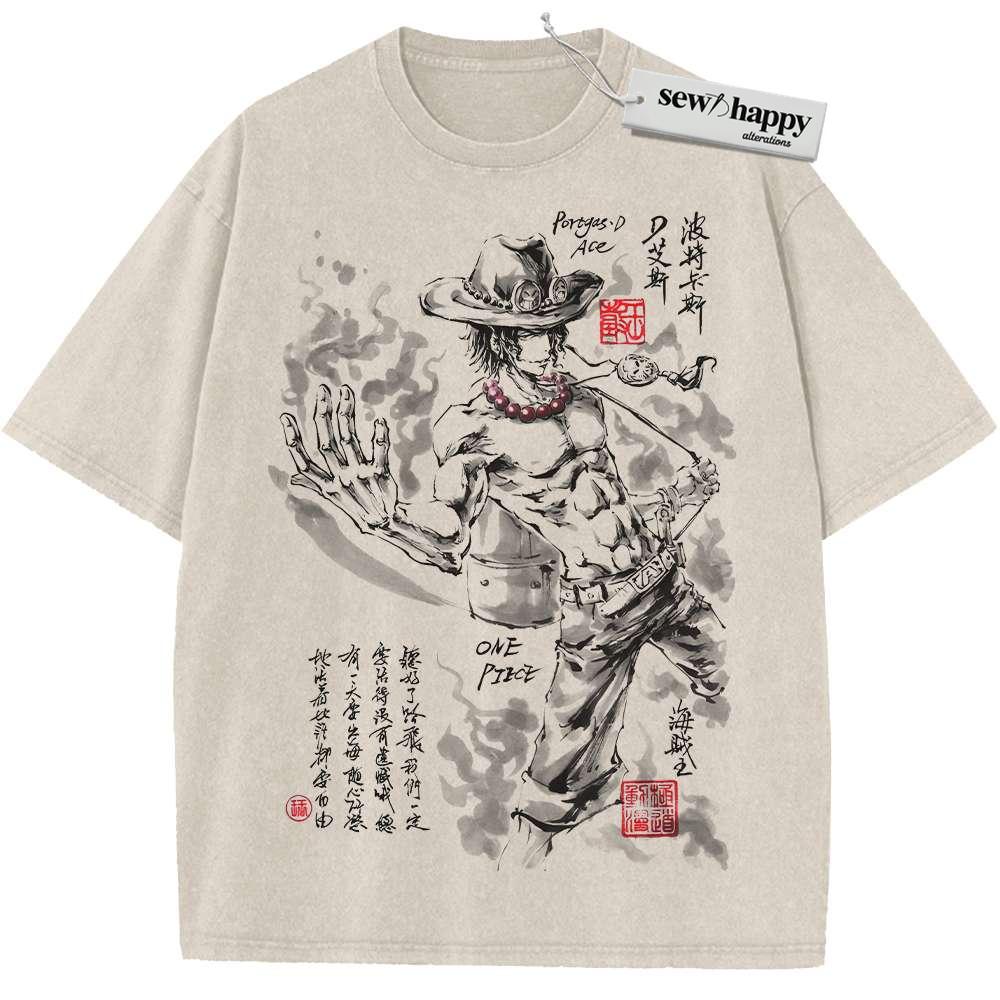 Wash Tee Portgas D Ace Shirt, One Piece Shirt, Anime Shirt, Vintage T-Shirt