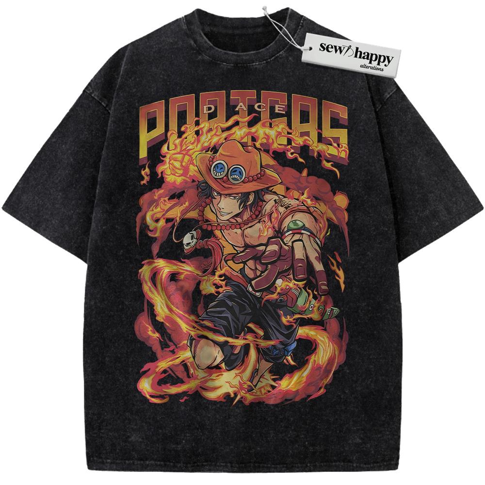 Wash Tee Portgas D Ace Shirt, One Piece Shirt, Anime Shirt, Vintage Tee