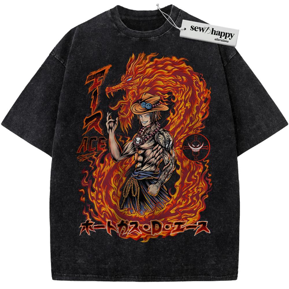 Wash Tee Portgas D Ace Shirt, One Piece Shirt, Anime Shirt, Vintage Tee Wash Tee Portgas D Ace Shirt, One Piece Shirt, Anime Shirt, Vintage Tee - Image 1