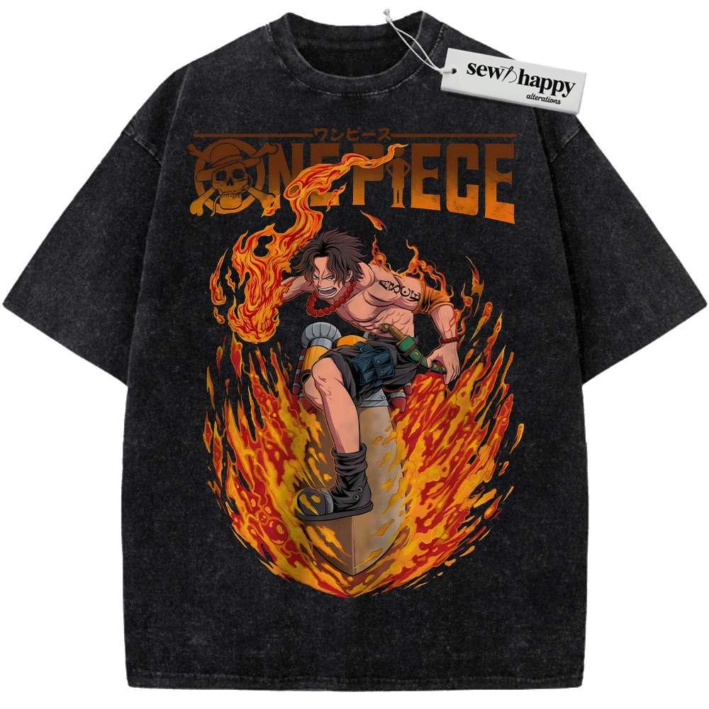 Wash Tee Portgas D Ace Shirt, One Piece Shirt, Anime Shirt, Vintage Tee
