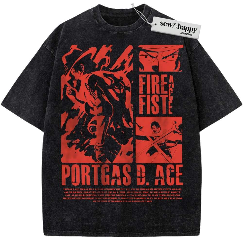 Wash Tee Portgas D Ace Shirt, One Piece Shirt, Anime Shirt, Vintage Tee Wash Tee Portgas D Ace Shirt, One Piece Shirt, Anime Shirt, Vintage Tee - Image 1
