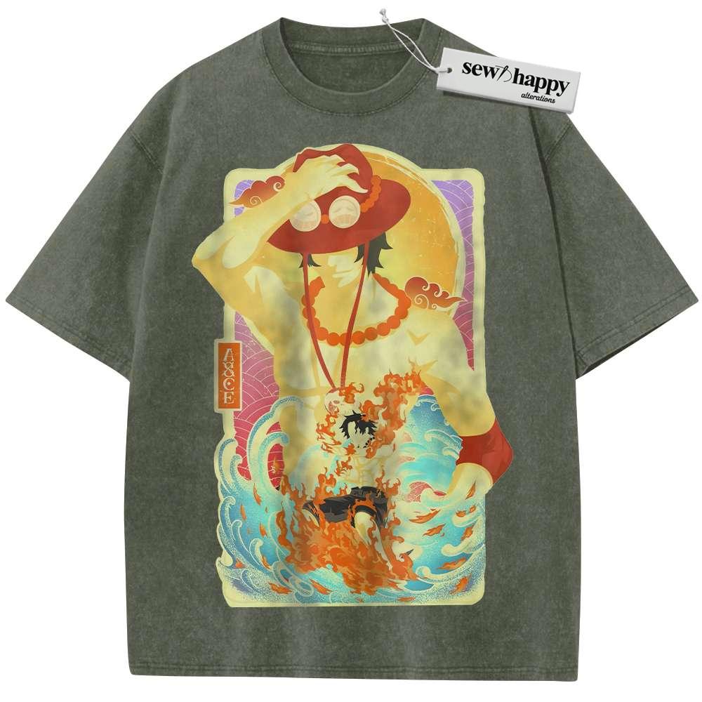 Wash Tee Portgas D Ace Shirt, One Piece Shirt, Anime Shirt, Vintage Tee
