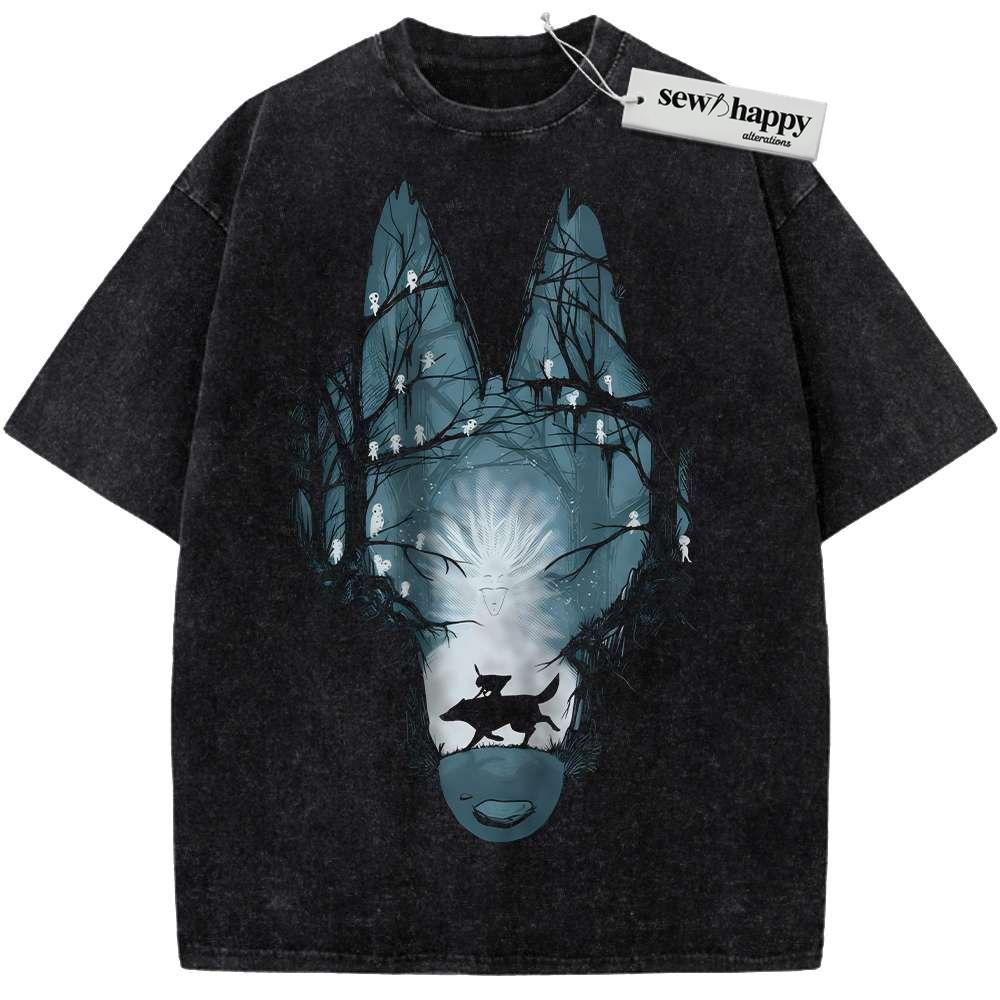 Wash Tee Princess Mononoke Shirt, Studio Ghibli Shirt, Anime Shirt, Vintage T-Shirt