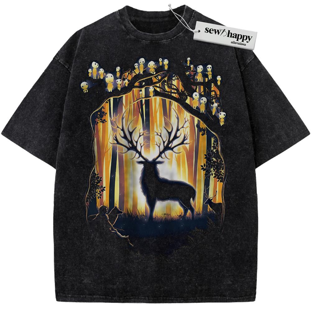 Wash Tee Princess Mononoke Shirt, Studio Ghibli Shirt, Anime Shirt, Vintage T-Shirt Wash Tee Princess Mononoke Shirt, Studio Ghibli Shirt, Anime Shirt, Vintage T-Shirt - Image 1