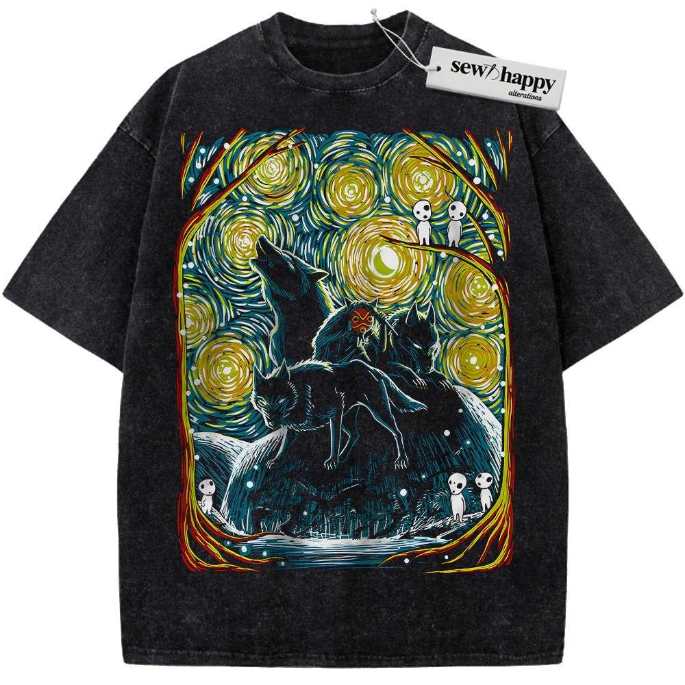 Wash Tee Princess Mononoke Shirt, Studio Ghibli Shirt, Anime Shirt, Vintage T-Shirt Wash Tee Princess Mononoke Shirt, Studio Ghibli Shirt, Anime Shirt, Vintage T-Shirt - Image 1