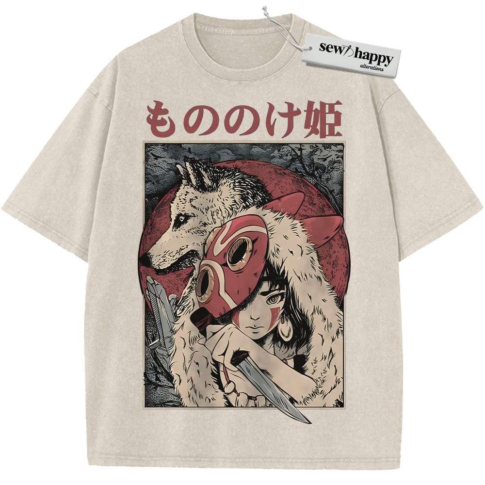 Wash Tee Princess Mononoke Shirt, Studio Ghibli Shirt, Anime Shirt, Vintage T-Shirt Wash Tee Princess Mononoke Shirt, Studio Ghibli Shirt, Anime Shirt, Vintage T-Shirt - Image 1